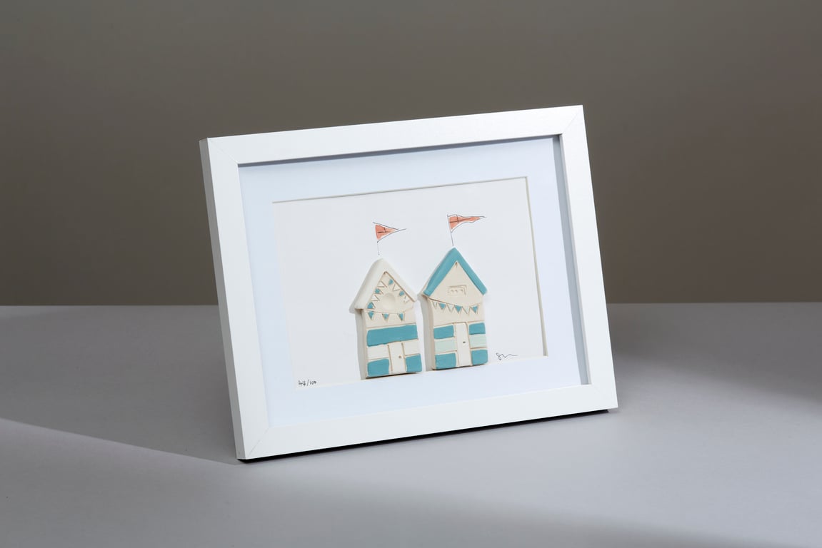 Framed ceramic beach huts