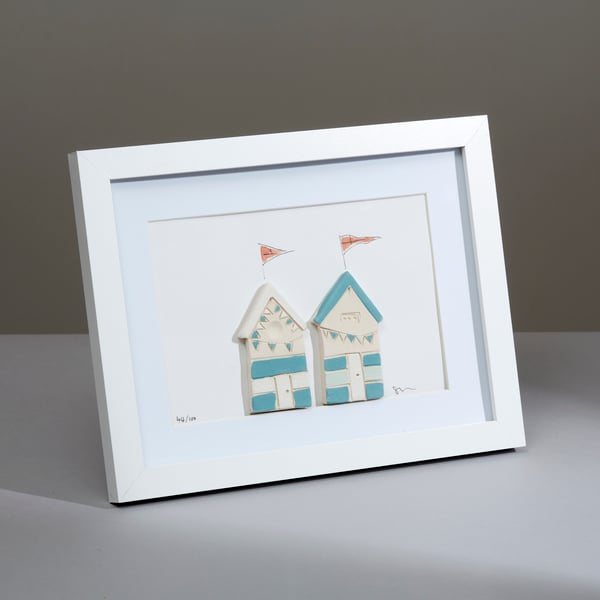 Framed ceramic beach huts