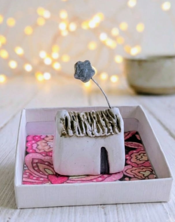 Tiny Clay House Keepsake, Unique Handmade Gift for Her - A Boxed Gift