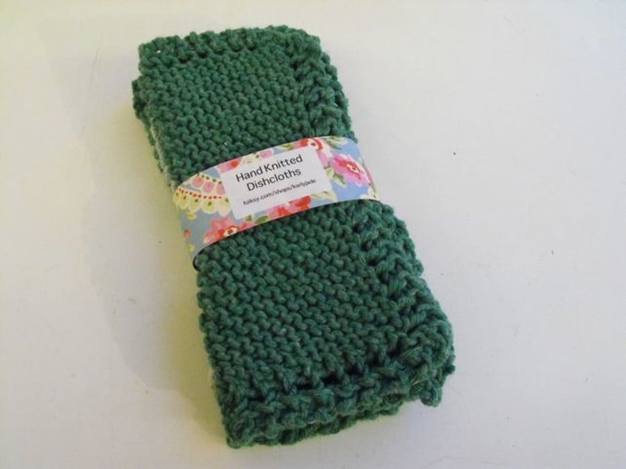 Hand knitted cotton dishcloth set of 3
