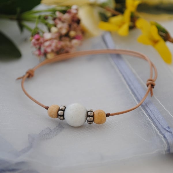 Friendship Bracelet-Leather & lava bead