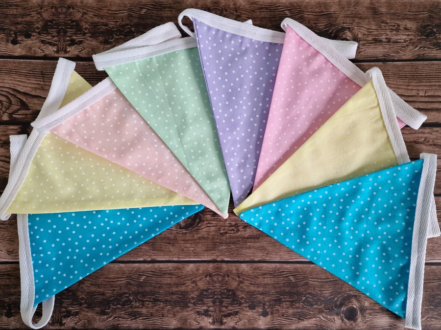 Pastel Rainbow Double sided handmade fabric bunting