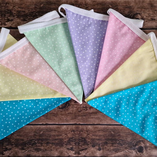 Pastel Rainbow Double sided handmade fabric bunting