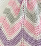 Pink, lilac, grey and white striped baby blanket in 100% cotton  - Image 4