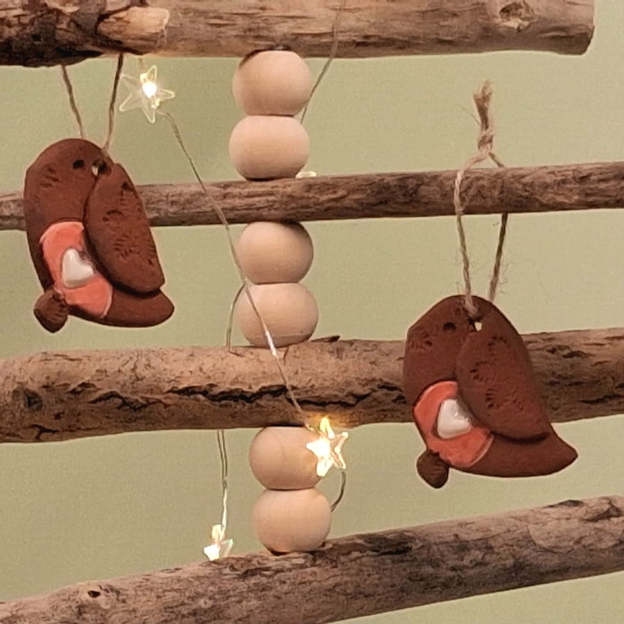 Ceramic Gingerbread Robin hanging decoration 