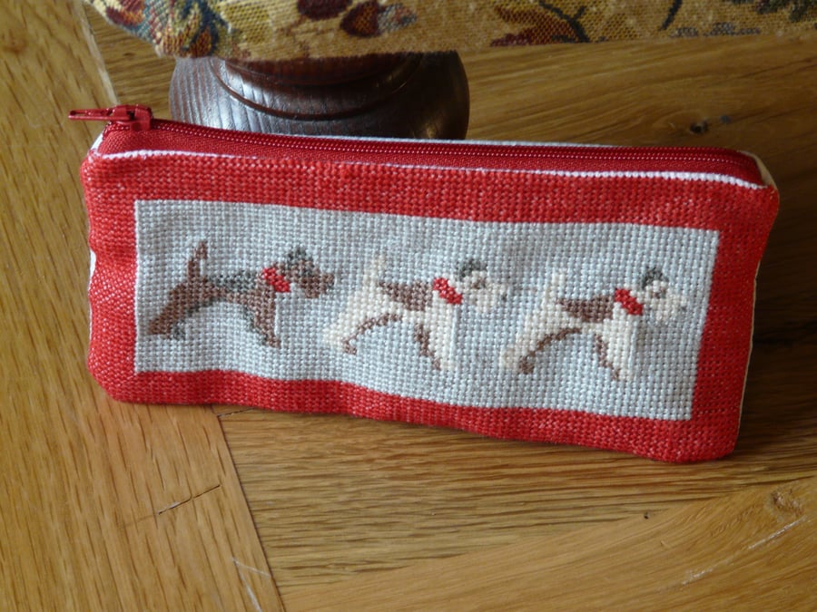 Handmade  Cath Kidston Stanley Cross Stitched Make Up Bag