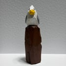 Mini Hand Carved Wooden Seagull Sculpture – One of a Kind Folk Art