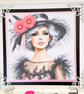 Handmade Fashion Birthday Card, Elegant Glamour Lady in Chic Hat