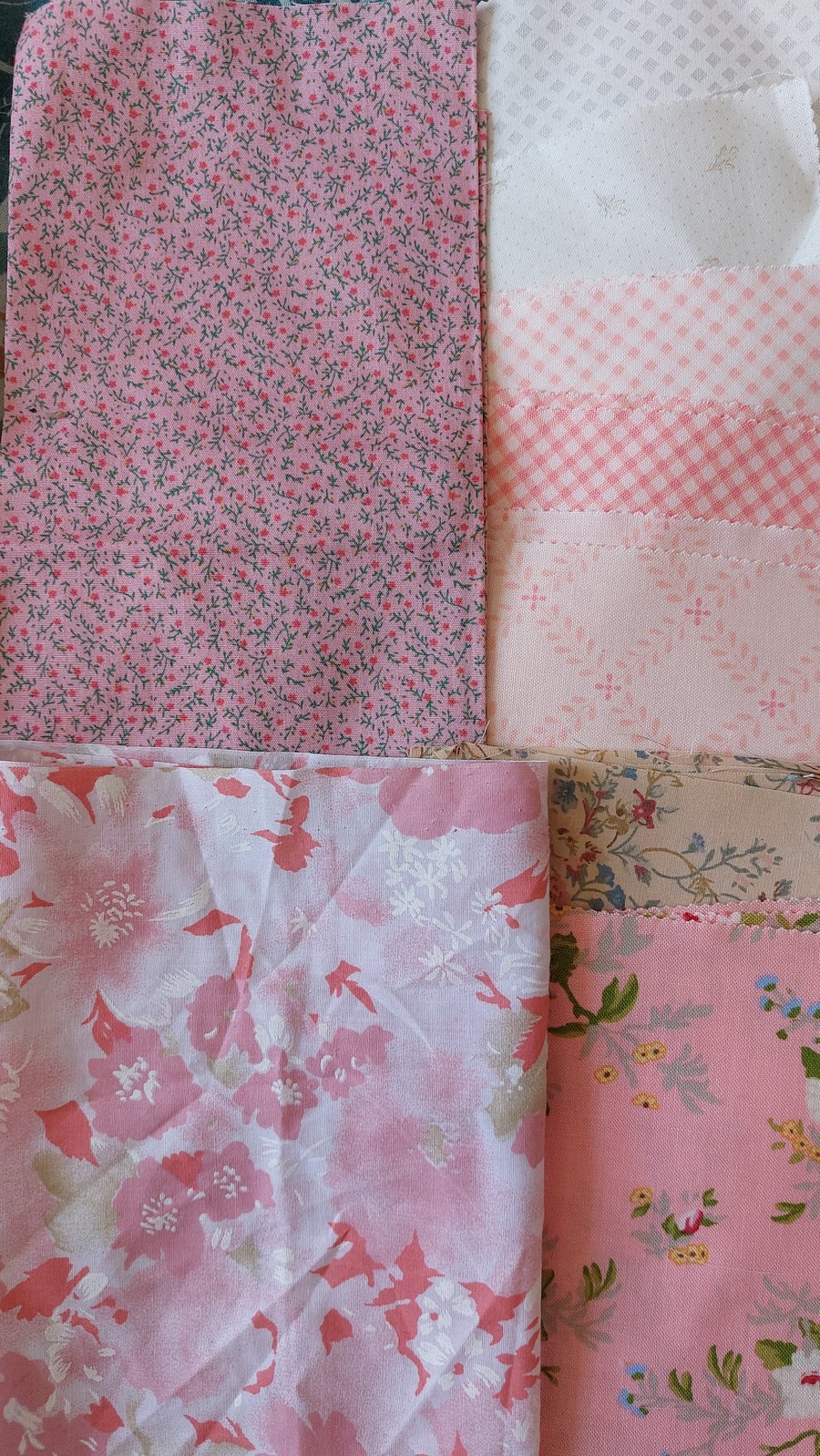 Pastel pinks fabric remnants bundle