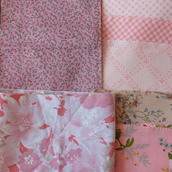 Pastel pinks fabric remnants bundle