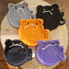 Cat shaped coaster in multiple colours, Set of 2 coaster gift, Cat decor gift