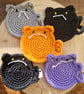 Cat shaped coaster in multiple colours, Set of 2 coaster gift, Cat decor gift