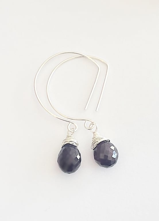 Ruby garnet drop contemporary earrings 