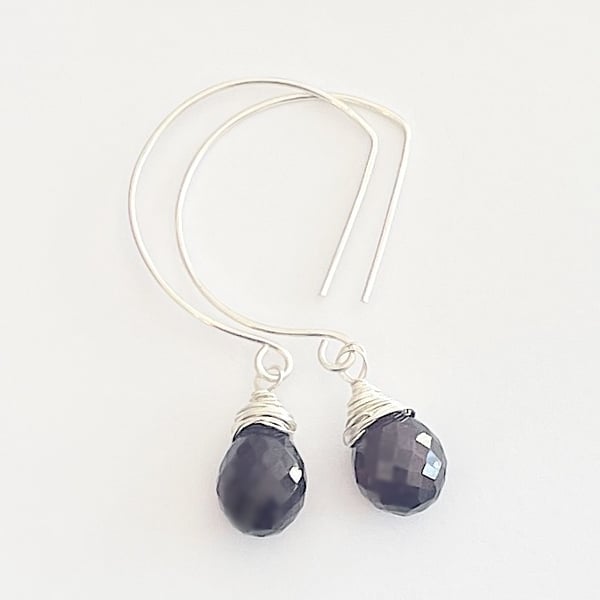 Ruby garnet drop contemporary earrings 
