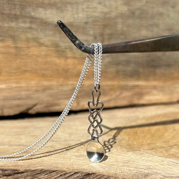 Handmade Sterling Silver Welsh Love Spoon Pendant Necklace