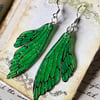 Sparkling Bright Green Double Fairy Wing Earrings Sterling Silver