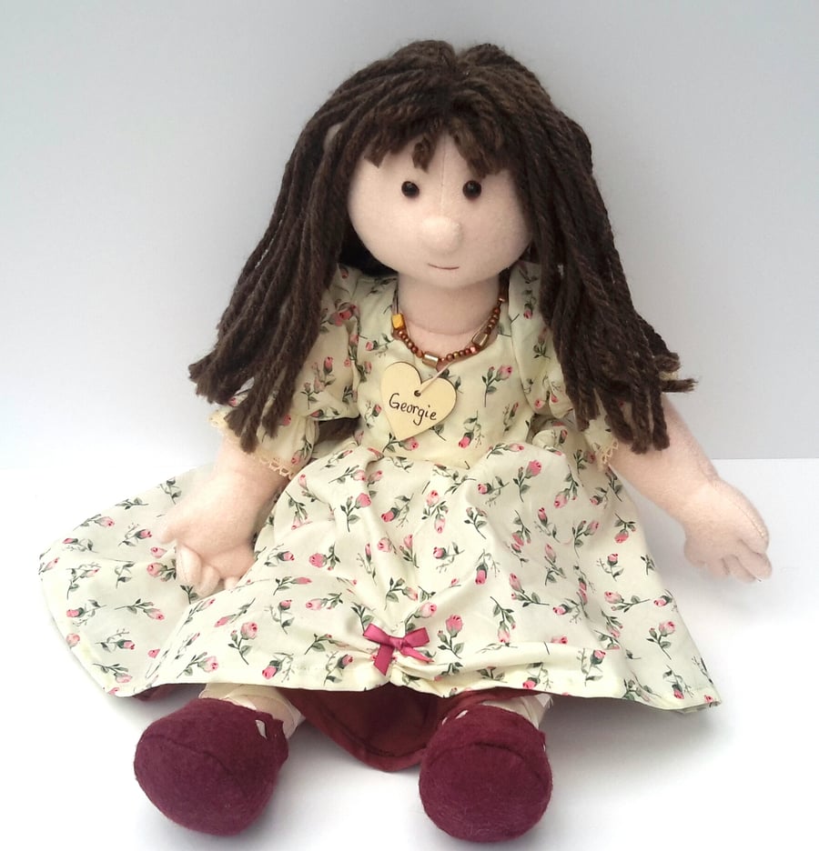 SALE Georgie ,21" Traditional Rag Doll ,Collectable Handmade Cloth Doll 