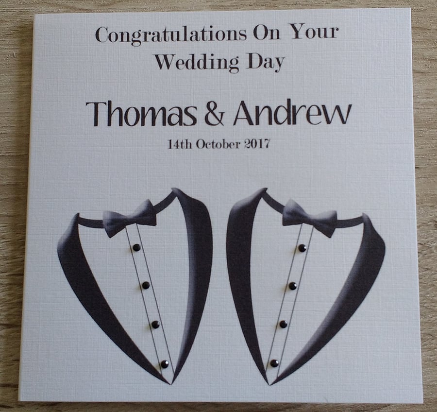 Personalised Wedding Day Card Mr and Mr Same Sex Gay & Civil