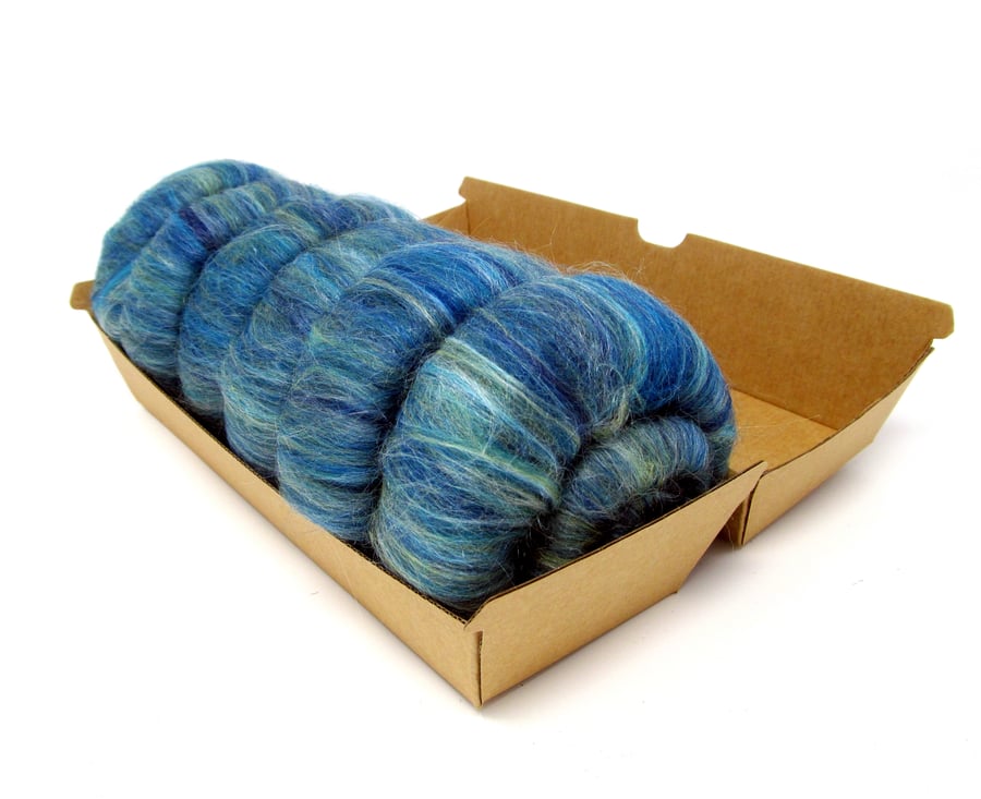 Rolags - Seascape Merino & Silk 60g Fine Merino Wool Spinning Felting Fibre