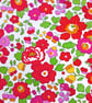 Liberty Fabric 10" Square : BETSY Red White Pansy Floral - Image 1