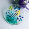 Flower suncatcher made from fused glass, stocking filler 