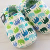 BELLAOSKI Blue & Green MINI ELEPHANTS Slipper Pram Shoes BABY GIFT IDEA 0-24M