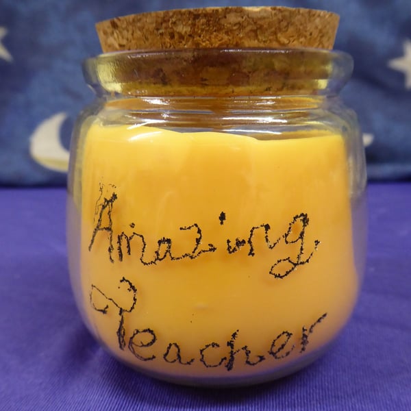 Hand Engraved Amazing Teacher Soy Wax Candle