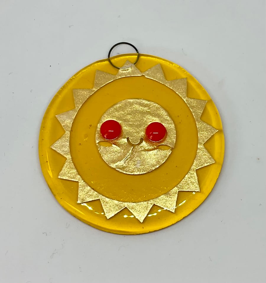 Handmade fused glass hanging sunshine decoration 