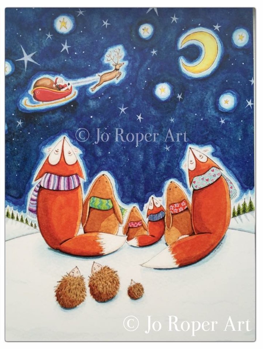 Here comes Santa Claus Christmas Card by Jo Roper