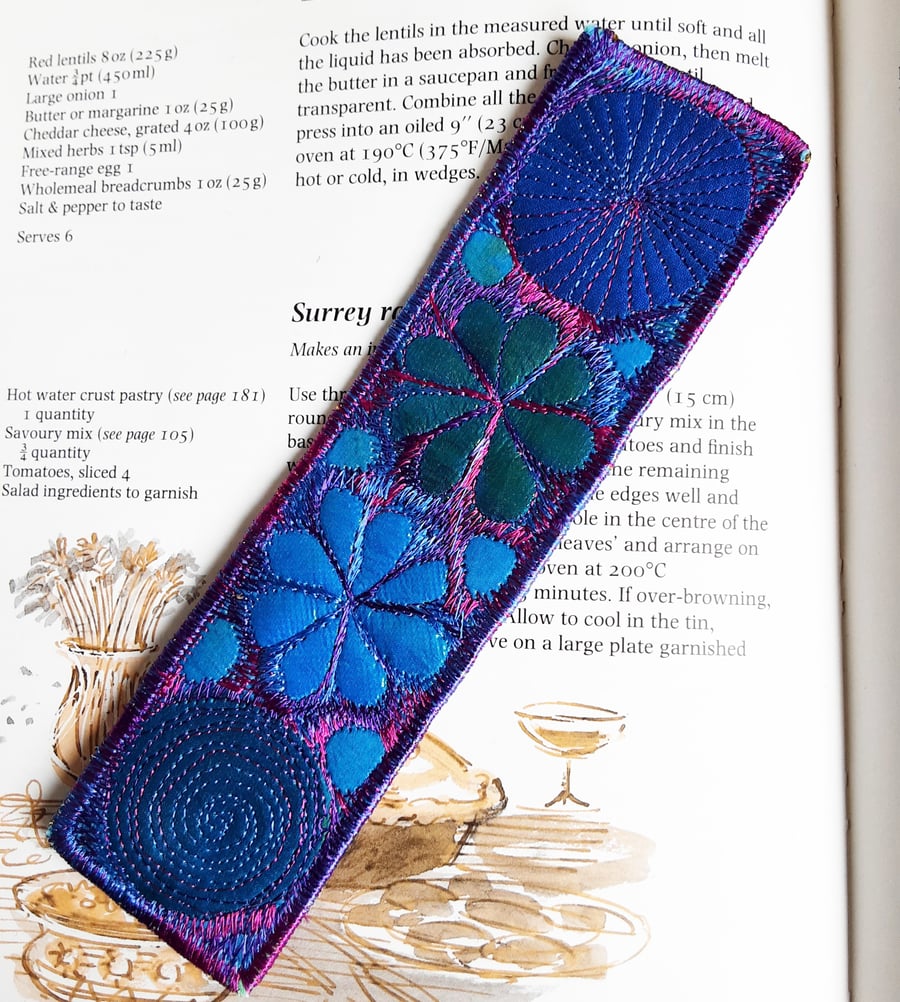 Textile Bookmark Free Machine Embroidery 