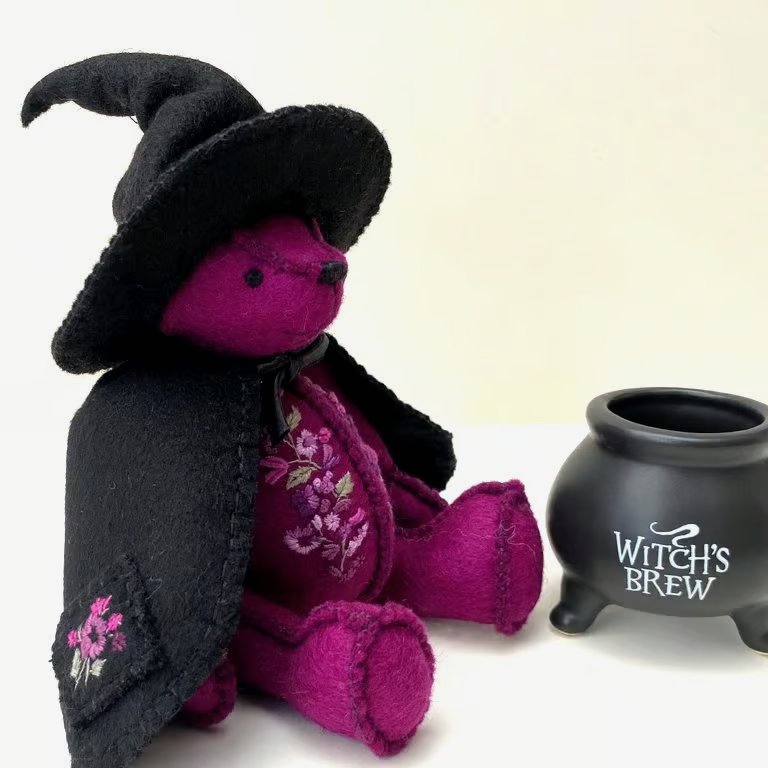 Witch, unique artist teddy bear, wopdland witch collectable bear, Halloween bear
