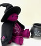Witch, unique artist teddy bear, wopdland witch collectable bear, Halloween bear