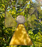 Stained Glass Triangle Angel - Buttery-yellow with pale golden wings - Image 3