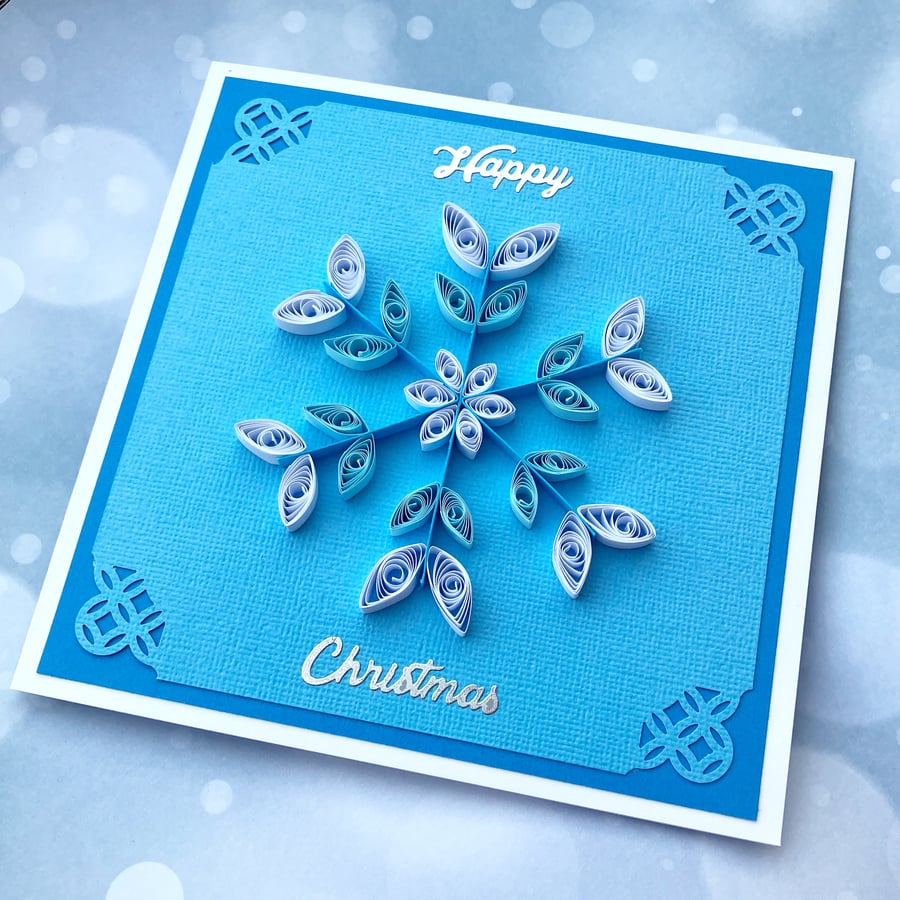 Snowflake Christmas card - quilled - boxed card option