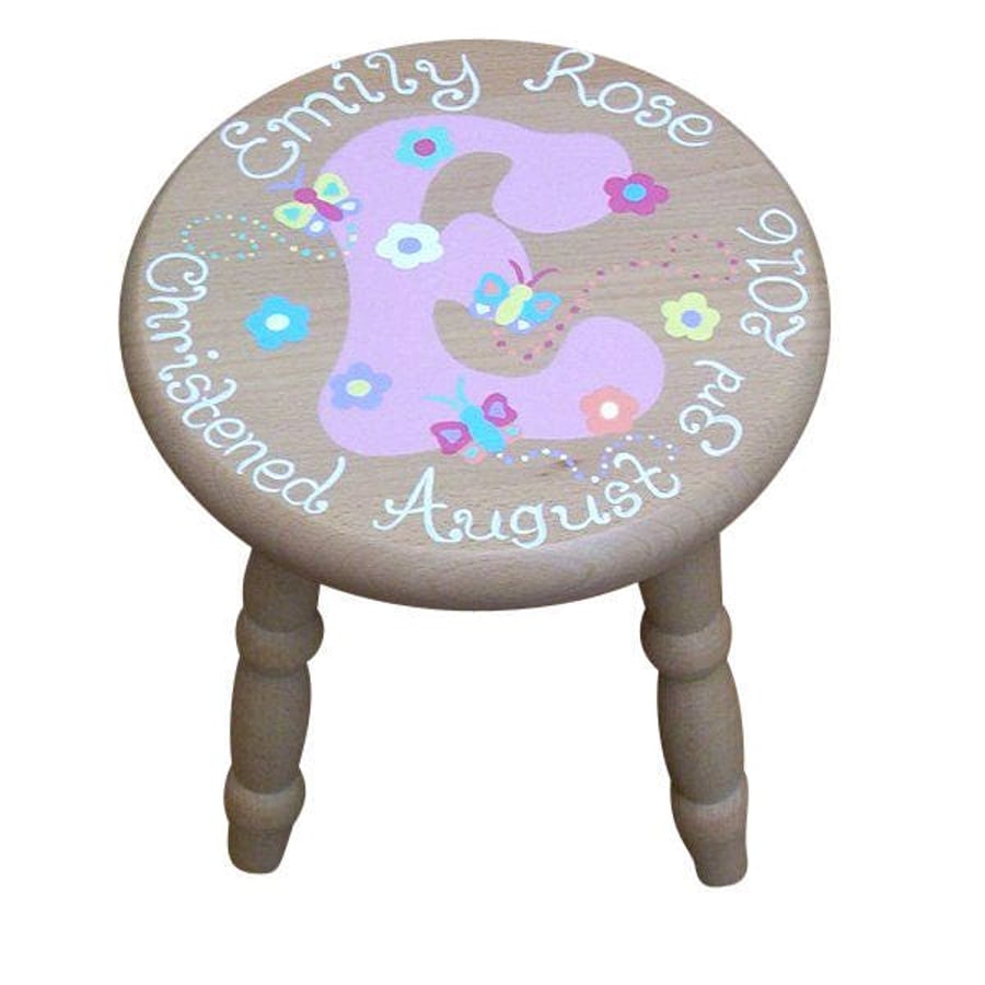 Personalised Child's Initial Stool for Girls