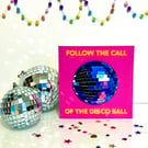 Disco ball greeting card - includes detachable coaster gift