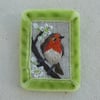Robin and Blossom - textile brooch