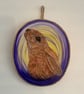 Moon Gazing Hare handpainted wood slice  - Image 3