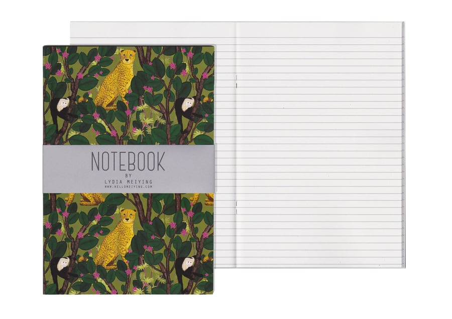 Lined Pages A5 Notebook - Monkeys and Cheetahs