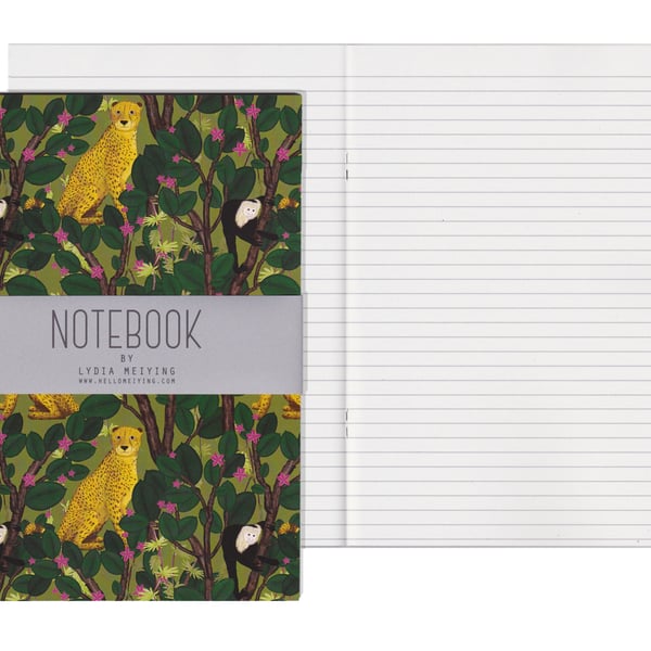 Lined Pages A5 Notebook - Monkeys and Cheetahs