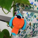 Crochet Kingfisher Keyring bag charm