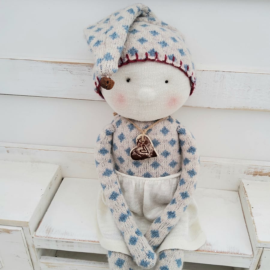 Upcycled handmade rag doll oak