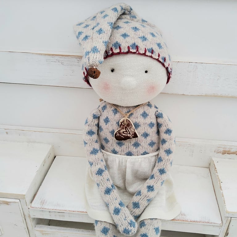 Upcycled handmade rag doll oak