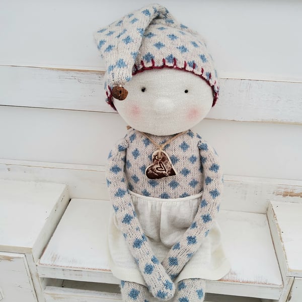 Upcycled handmade rag doll oak