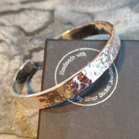 Very heavy Sterling Silver Cuff Bracelet: handmade, recycled, textured