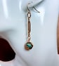 Gold Paperclip Chain Bead Earrings. - Image 2