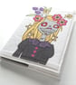freemotion embroidered spring floral lady zombie A6 sketchbook notebook - Image 4