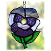 Pansy Suncatcher Stained Glass Purple Flower 