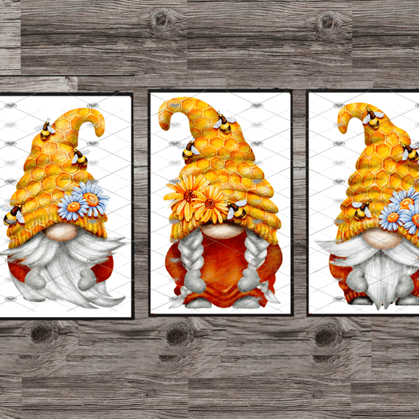 Bee Gnome Prints, Set Of 3 Gonk Prints, Gnome Bee A4 Custom Prints, Personalised