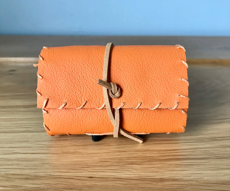 Miniature Orange Handmade Leather notebook 